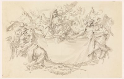 デッサン、碑文の場所としての布のデザイン、1750-86年 作： カルロ・マルキオーニ