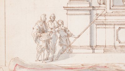 祭壇の設計図：立面図、下にだまし絵平面図、1750-75年 作： カルロ・マルキオーニ