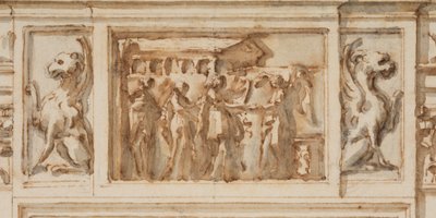 イタリア、ローマ、ヴィッラ・アルバーニの大ギャラリー、北門の設計図、1755-56年 作： カルロ・マルキオーニ