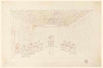 教皇ベネディクト14世と枢機卿たちとの会議図、1740-58年 作： カルロ・マルキオーニ