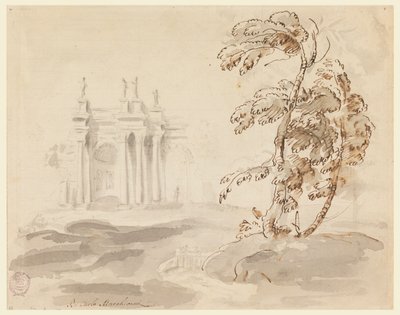 建物のある風景の中の木 作： Carlo Marchionni