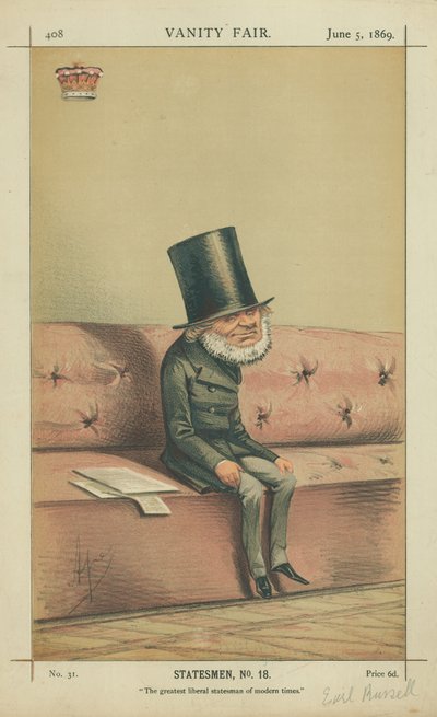 ラッセル伯爵、現代の最大の自由主義政治家、1869年6月5日、バニティフェア漫画 作： Carlo Pellegrini