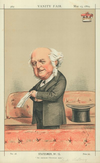 ウェストベリー卿、著名なクリスチャンの男性、1869年5月15日、バニティフェアの漫画 作： Carlo Pellegrini