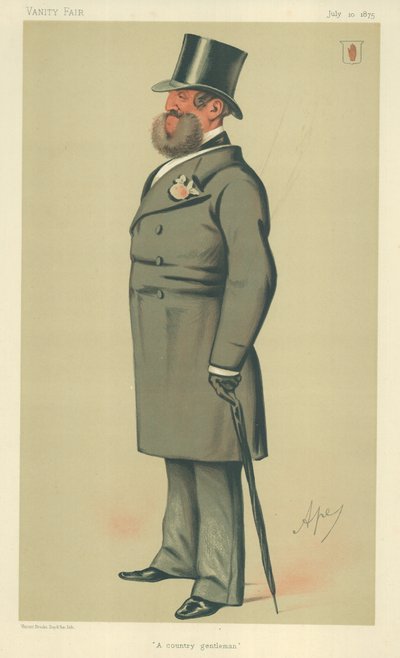 ヘンリージョシアストレーシー卿、田舎の紳士、1875年7月10日、バニティフェアの漫画 作： Carlo Pellegrini