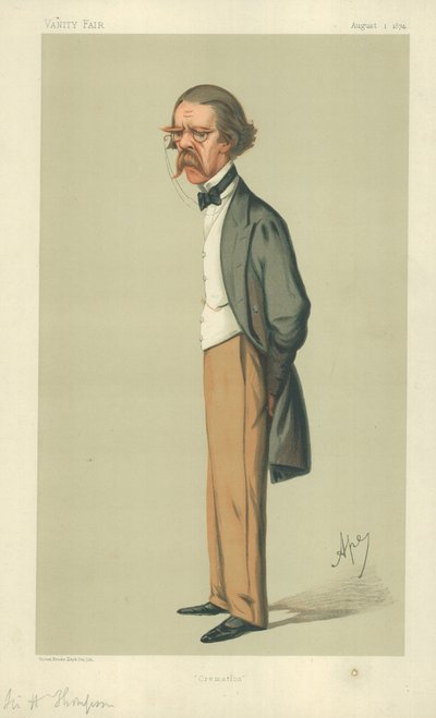 ヘンリートンプソン卿、火葬1874年8月1日、バニティフェア漫画 作： Carlo Pellegrini