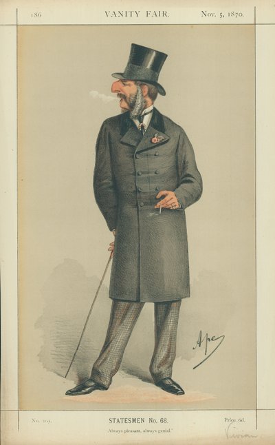 ホンJCビビアン、常に心地よい、いつも温かい、1870年11月5日、バニティフェアの漫画 作： Carlo Pellegrini