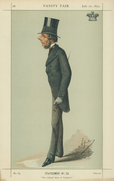 ウェストミンスター侯爵、イギリスで最も裕福な男、1870年7月16日、バニティフェアの漫画 作： Carlo Pellegrini