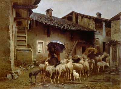 厩舎に戻る、Carlo Pittara (1836-1890) 作： Carlo Pittara