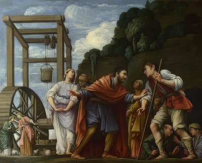 モーセはジェスロの娘たちを守ります。 1609-10 作： Carlo Saraceni