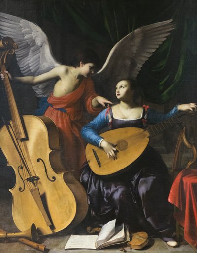 聖セシリアと天使 作： Carlo Saraceni