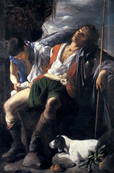 天使に慰められる聖ロッチ 作： Carlo Saraceni