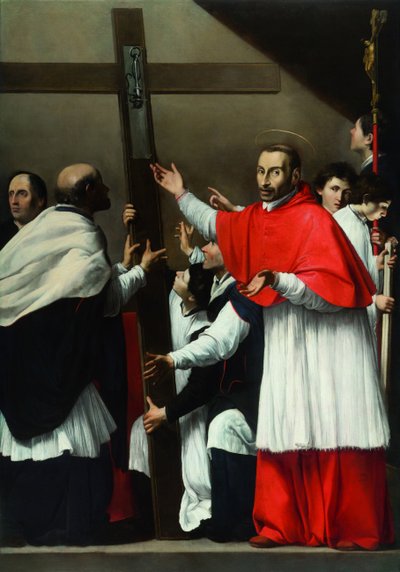 聖チャールズボロメオと聖なる爪の高揚 作： Carlo Saraceni
