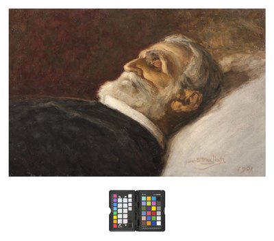 彼の死床にいるジュゼッペ・ヴェルディの肖像 作： Carlo Stragliati