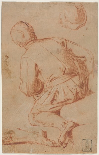 1600 年代後半の着席男性の後姿。 作： Carlo Vimercati