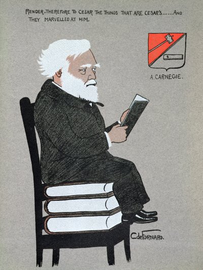 「Millionaires of America」のアンドリュー・カーネギー (1835-1919) のイラストの似顔絵 作： Carlo de Fornaro