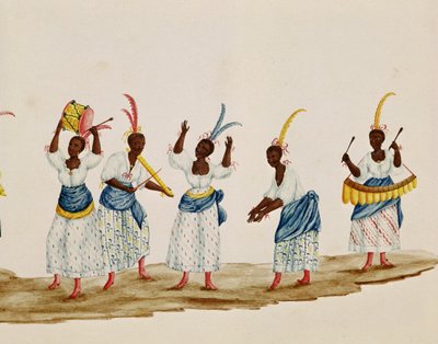 女王と彼女の組曲、ダンサーとミュージシャンを描いた詳細 作： Carlos Juliao