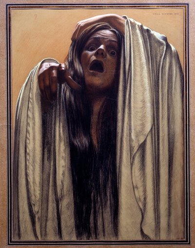 「波」のための研究、1907年 作： Carlos Schwabe