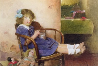 貯金箱のペニー（キャンバスに油彩） 作： Carlton Alfred Smith