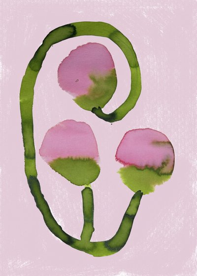 抽象的なピンクの花々 作： 