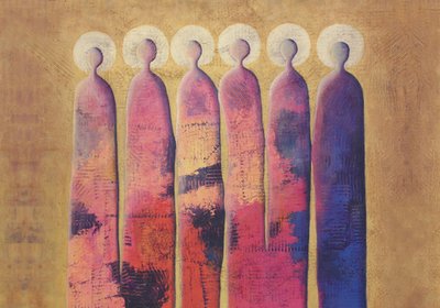 色鮮やかな光輪をまとった人物たち 作： Carolina Gårdheim