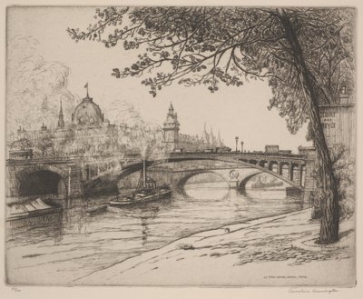 ノートルダム橋、パリ 作： Caroline Armington