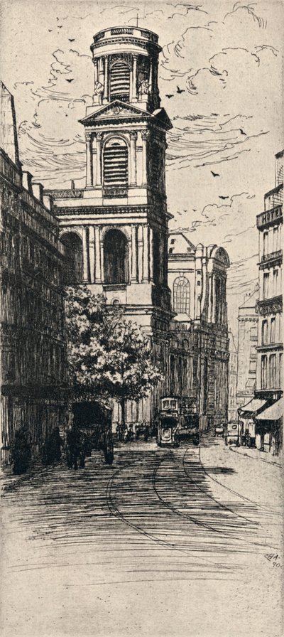 聖シュルピス教会、1915 作： Caroline Helena Armington