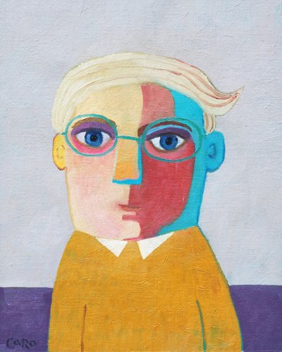 色鮮やかな男性の肖像画 作： Caroline Roberts
