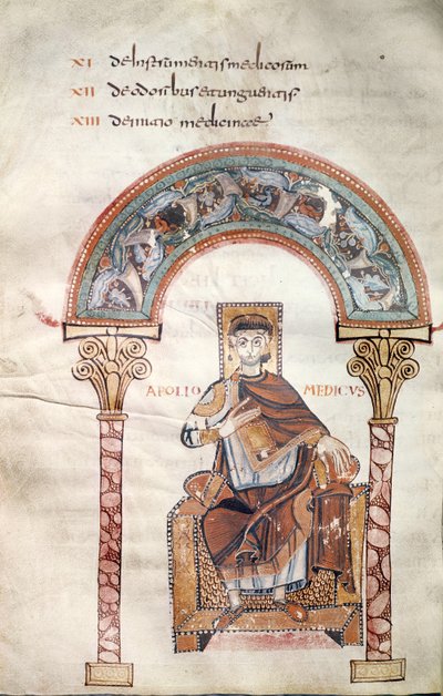 Ms CCII fol.91v Apollo Medicus、Etymologiae、イビドーセビリア作 作： Carolingian School