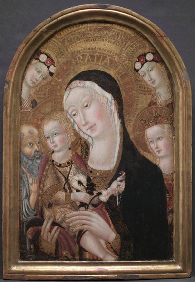 聖母子像と聖ジェローム、聖カタリナ・オブ・アレキサンドリア像 1450年頃 作： Carolino da Viterbo