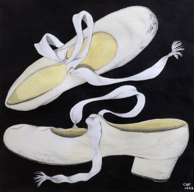 Old Tap Dancing Shoes、1992（紙に鉛筆とトイレ） 作： Carolyn Hubbard Ford