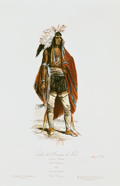 ヒポリト・ルイ・ポーケ（1797-p.1862）1862によって刻まれた「モードとコスチュームの歴史」からの北米インディアン 作： Cartias
