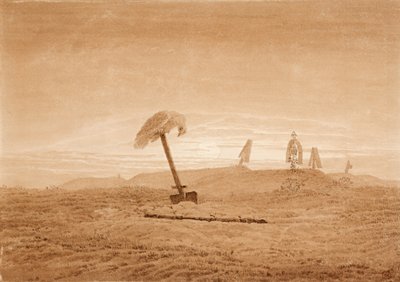 墓のある風景、c。 1835-1837 作： Caspar David Friedrich
