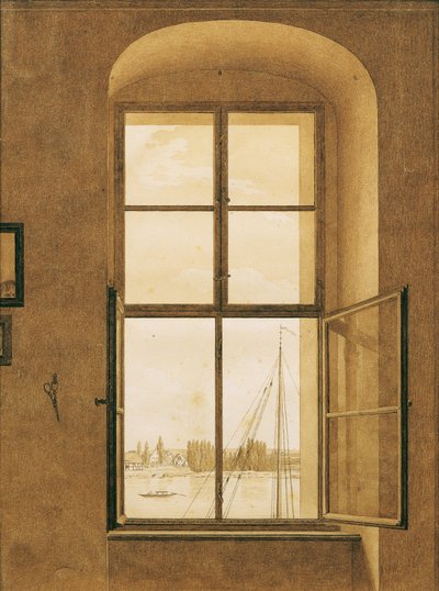 アーティストのアトリエからの眺め（右窓） 作： Caspar David Friedrich