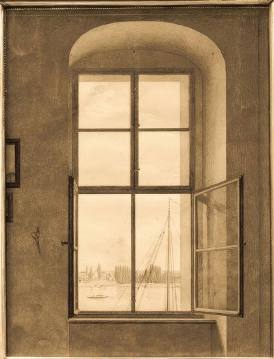 アーティストのスタジオからの眺め（右ウィンドウ） 作： Caspar David Friedrich