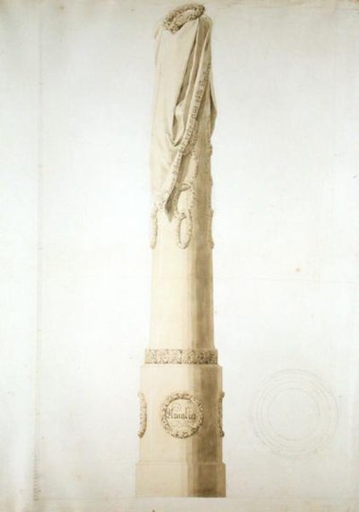 記念柱のデザイン（紙にペン、鉛筆、セピア） 作： Caspar David Friedrich