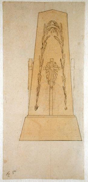 記念碑のデザイン、1812（紙に黄色のウォッシュが施されたペン） 作： Caspar David Friedrich