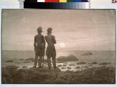 「海岸から海を見ている二人の男」（海辺の二人の男） カスパー・ダーヴィト・フリードリッヒ作の水彩画（1774-1840） 1835年 Dim. 25.9 x 22.2 cm プーシキン美術館 モスクワ 作： Caspar David Friedrich