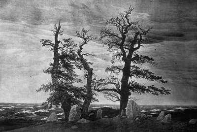 ドルメンバイザシー（紙に鉛筆とセピア色のインク） 作： Caspar David Friedrich