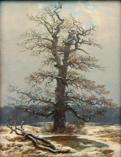 雪の中でオークの木 作： Caspar David Friedrich