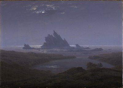 海のビーチの岩礁 作： Caspar David Friedrich