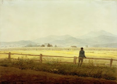 フィギュアのある山の風景（Schmiedeberger Kamm） 作： Caspar David Friedrich