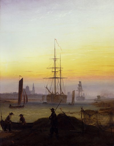 ドイツ語：Der Greifswalder Hafen グライフスヴァルト港 作： カスパー・デイビッド・フリードリッヒ