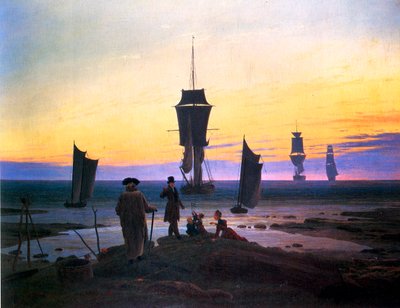 ドイツ語：Die Lebensstufen （Strandbild, Strandszene in Wiek） ライフステージ（ビーチ写真、ヴィークのビーチ風景） 作： カスパー・デイビッド・フリードリッヒ