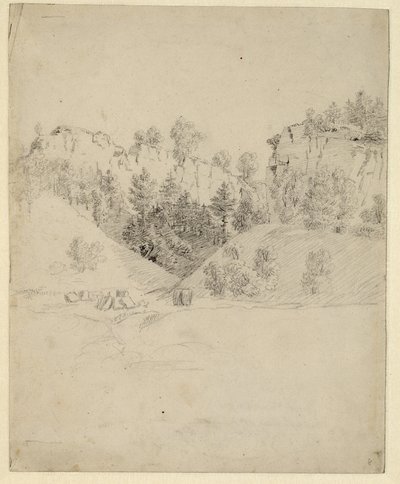 ドイツ語：Landschaft mit einem Steinbruch 採石場のある風景 作： カスパー・デイビッド・フリードリッヒ