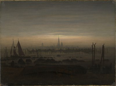 月明かりのグライフスヴァルト 作： Caspar David Friedrich