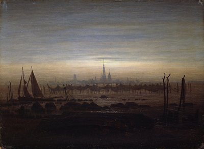 月明かりの下でグライフスヴァルト 作： Caspar David Friedrich