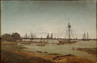 月明かりによる港 作： Caspar David Friedrich