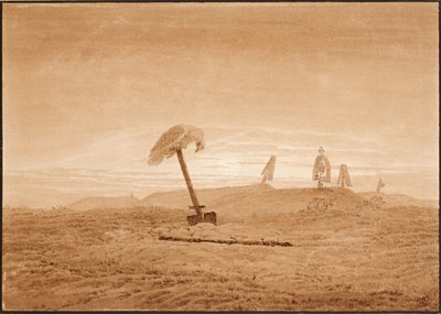 墓のある風景、1836年頃 作： Caspar David Friedrich