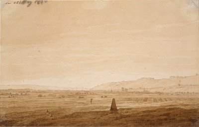 オベリスクのある風景、1803 作： Caspar David Friedrich