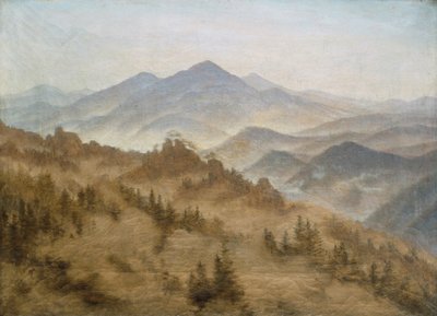 ボヘミア山脈のローゼンバーグのある風景 作： Caspar David Friedrich